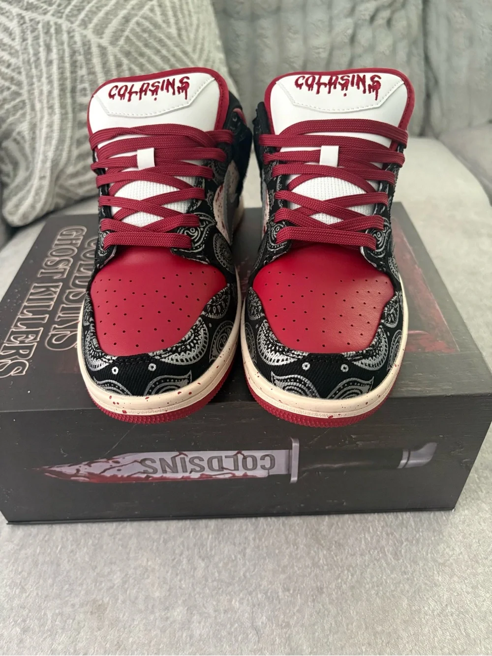 Cold Sins Ghost Face Killers - Black/Red/White Paisley Horror Size 9